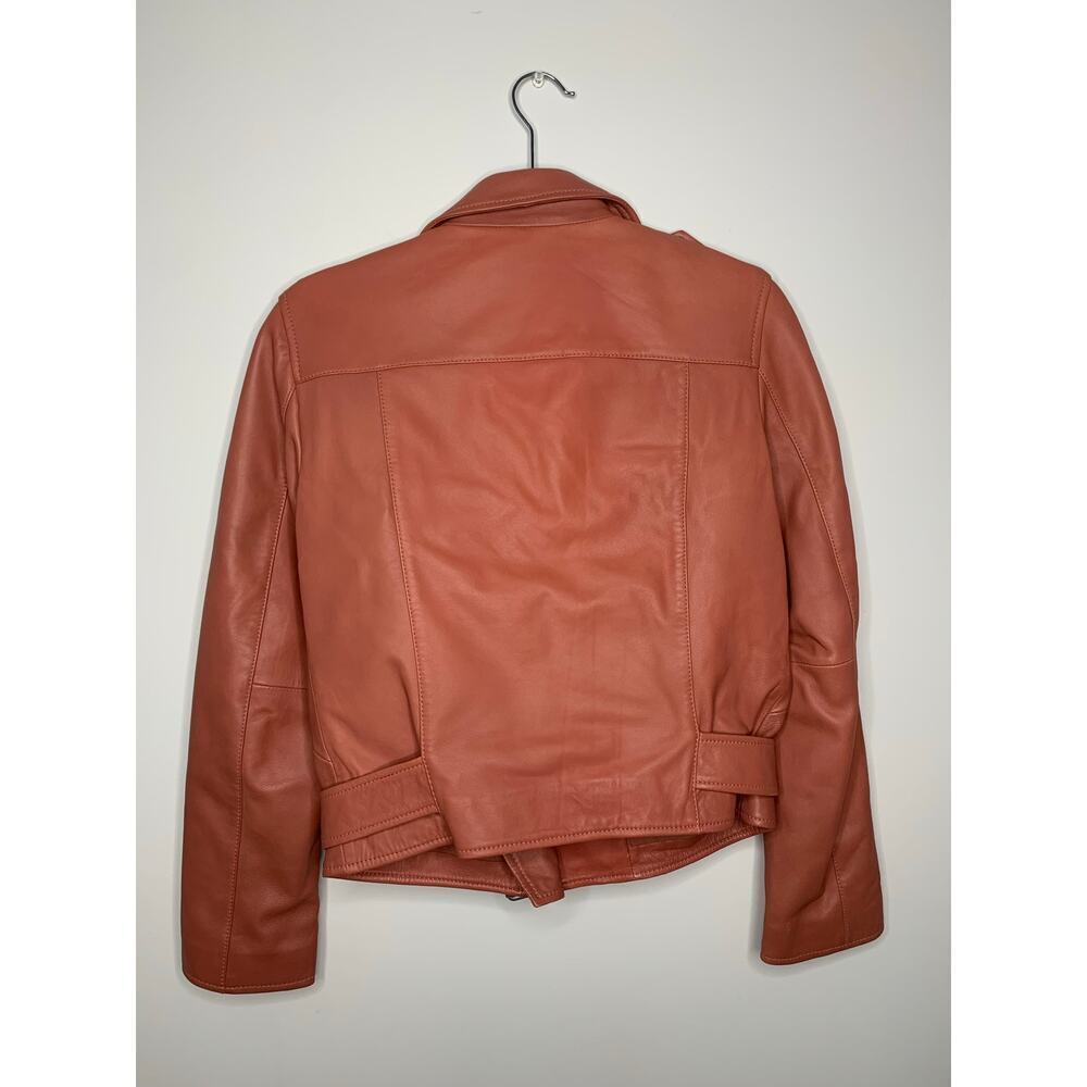 ALLSAINTS Balfern Leather Biker Jacket in Rose Wood Pink - Picture 12 of 13